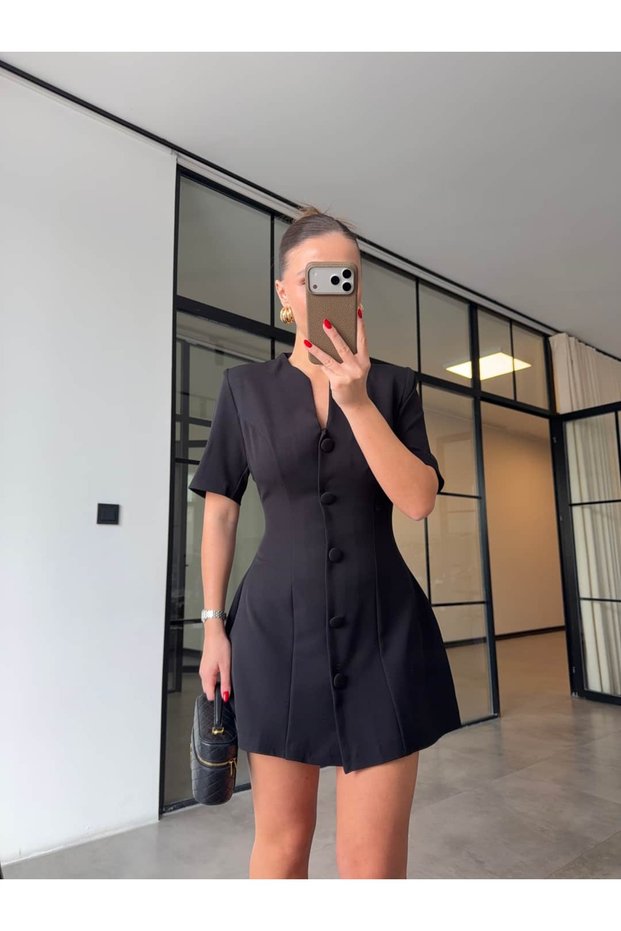 Vatkali Button Detail Mini Dress