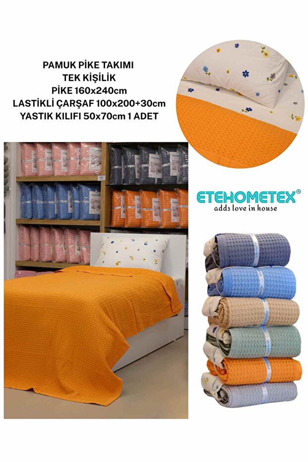 Etehometex Pool Pique Set 100% Cotton Single Person