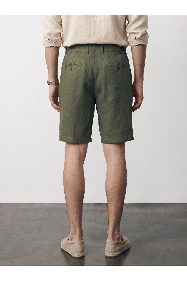 Bequeme Basic-Shorts aus Leinen mit elastischem Bund - 2