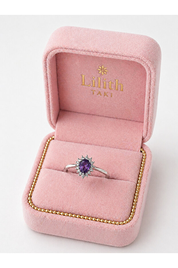 Purple Drop Stone Sparkling Ring | Elegant & Eye-Catching Stylish Design