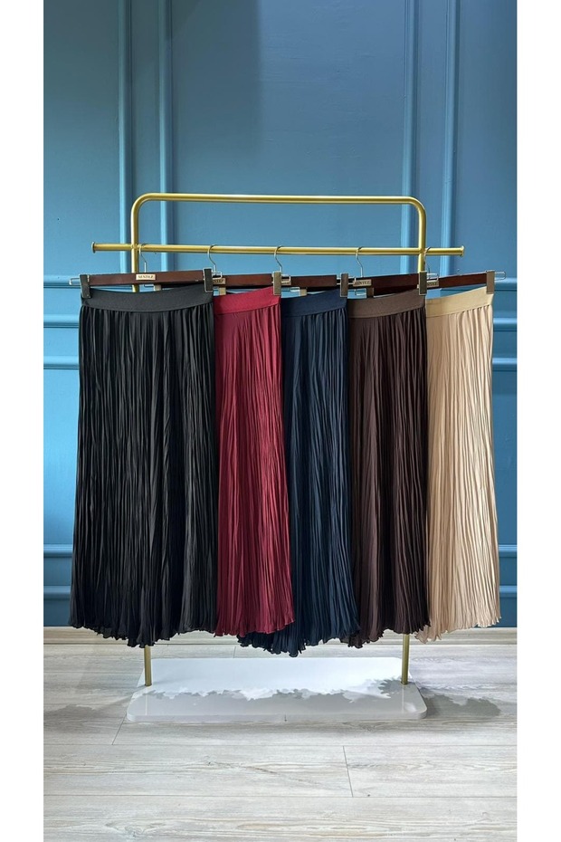 5432 Chiffon Ruched Skirt Brown