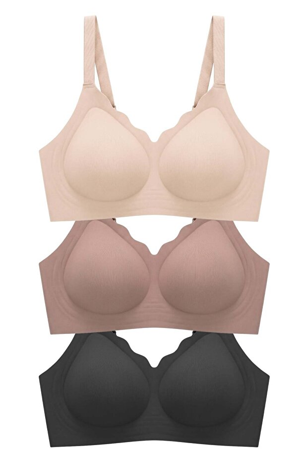 Cottonhill Seamless Bra - Smooth | Lazer Kesim Balensiz Ayarlanabilir Askılı Dikişsiz Kadın Sütyen 3'lü Paket