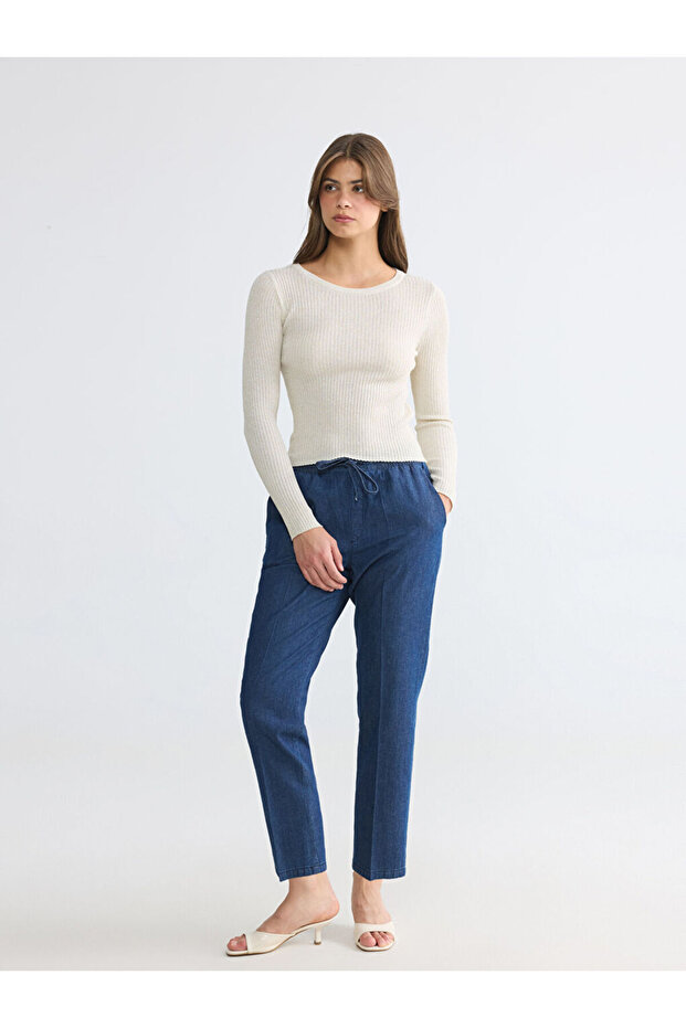Lcwaikiki Classicindigo Carrot Fit Linen Blend Women's Jean Pants