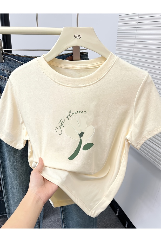 Unisex Cute Flowers Printed Design Tshirt
