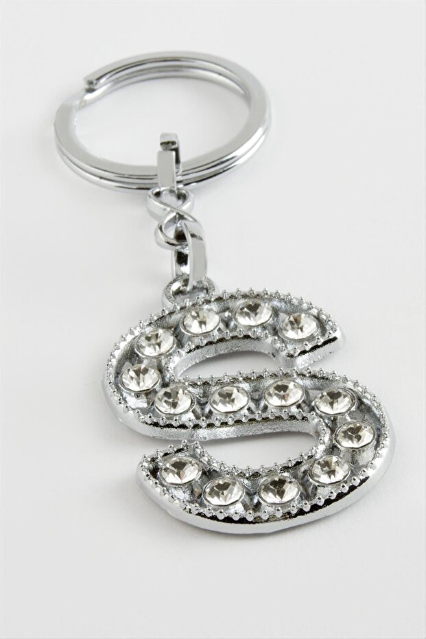 Gldisptm Silver Color Stone (91426) Letter Keychain-S