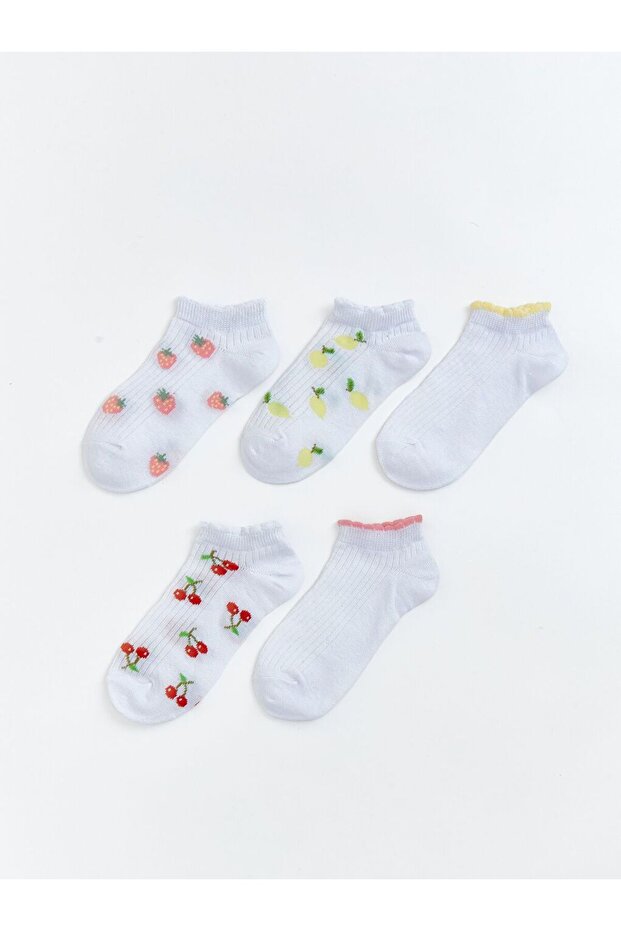 Fruit Patterned Girls' Booties Socks, Pack of 5