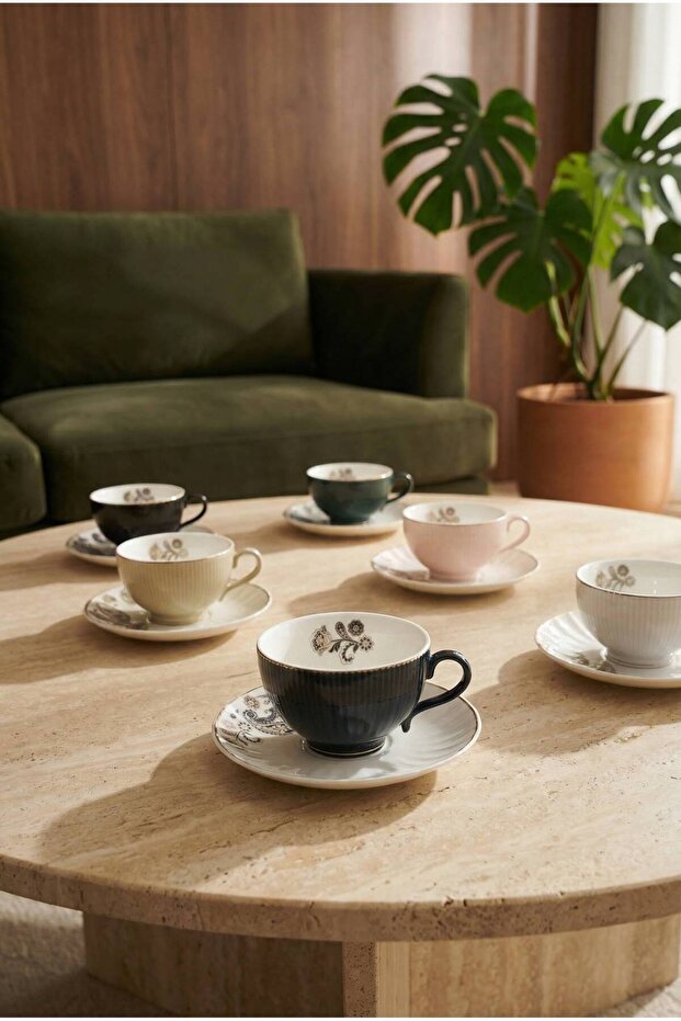 Rozsa 6-Person Porcelain Coffee Cup Set - 120 ml