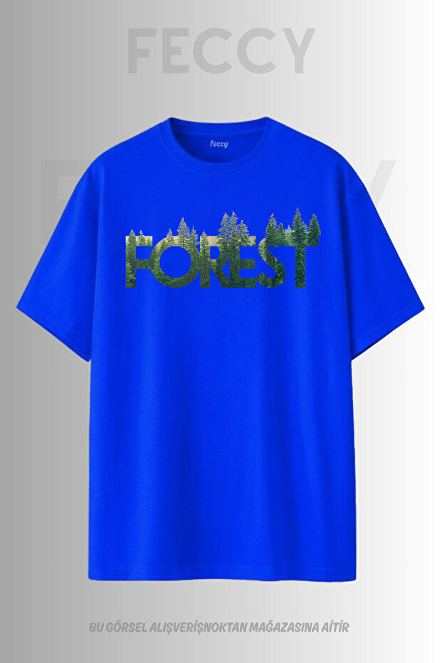 Premium Forest Printed Hunter Theme Unisex Oversize Women's T-Shirt Men's T-Shirt Cotton Oversize T-Shirt