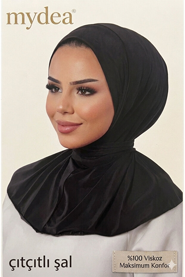 شال أسود بمشبك للإغلاق 100% فيسكوز - مضاد للانزلاق، أنيق وسهل الاستخدام