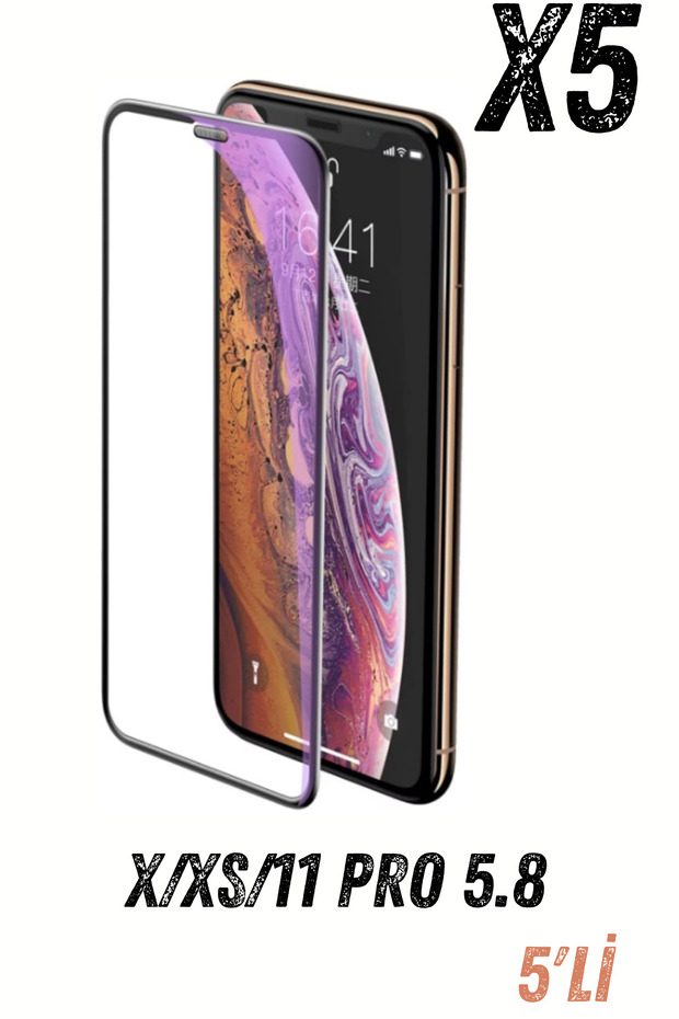 5 قطع من واقي الشاشة الزجاجي المقاوم للكسر المتوافق مع IP X/XS/11Pro 5.8