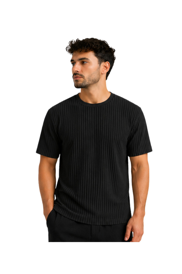 Hair Knit Jacquard Fabric 100% Cotton Men's T-Shirt 26015