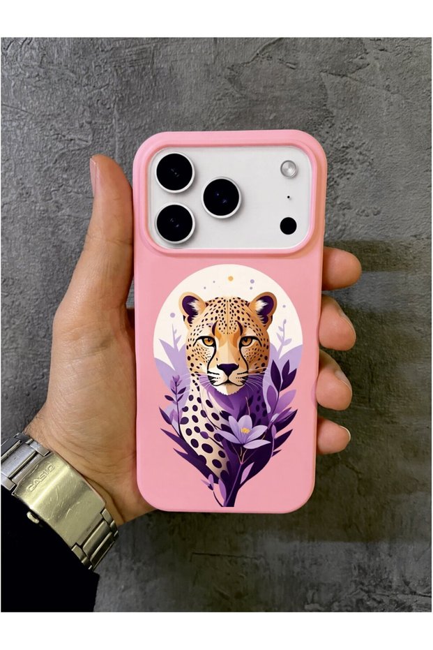 Leopard Pattern Pink Case Compatible with iPhone 17 Pro Max and 18 Pro Max