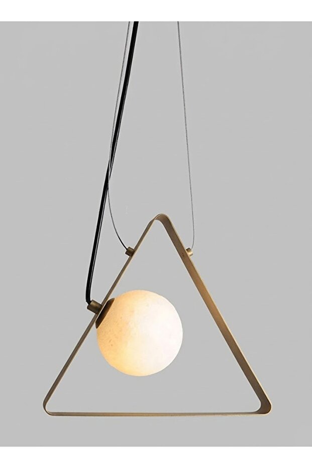 Modern Lighting, Single pendent, Light, Triangle modern light pendent, Gold Color, 25x25x100 cm, Suitable for bedroom and living room, Counter light