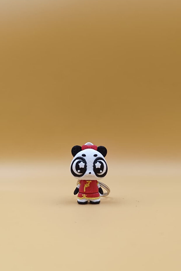 Movable Cute Star Eye Panda Qipao Figure Keychain - Movable Keychain Bag Ornament Charm