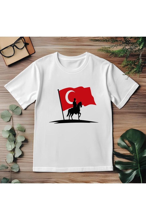 White Premium Kids' T-Shirt – May 19Th Ataturk and Flag Print, 100% Cotton, Comfortable and Breathable for Daily Use