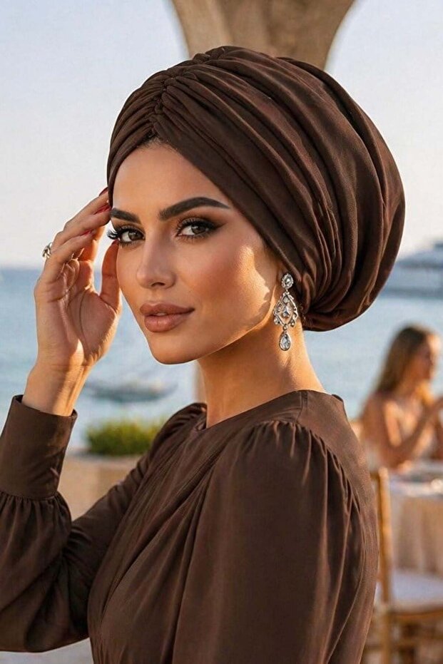 قبعة كاجوال مزدوجة الطبقات بلون القهوة الحارة