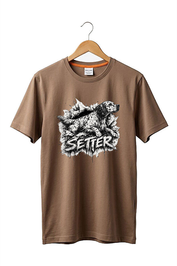 Unisex English Setter Dog Printed Hunting Nature 100% Cotton Basic T-Shirt