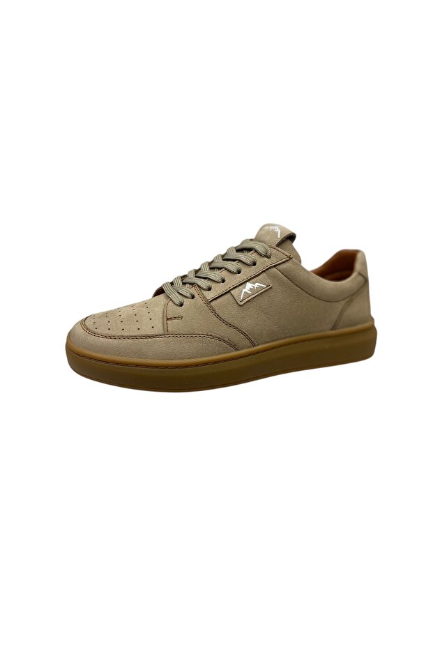 Men's Lace-Up Leather Nubuck Sand-Friendly Leather Stitched Rubber Sole Casual Shoes