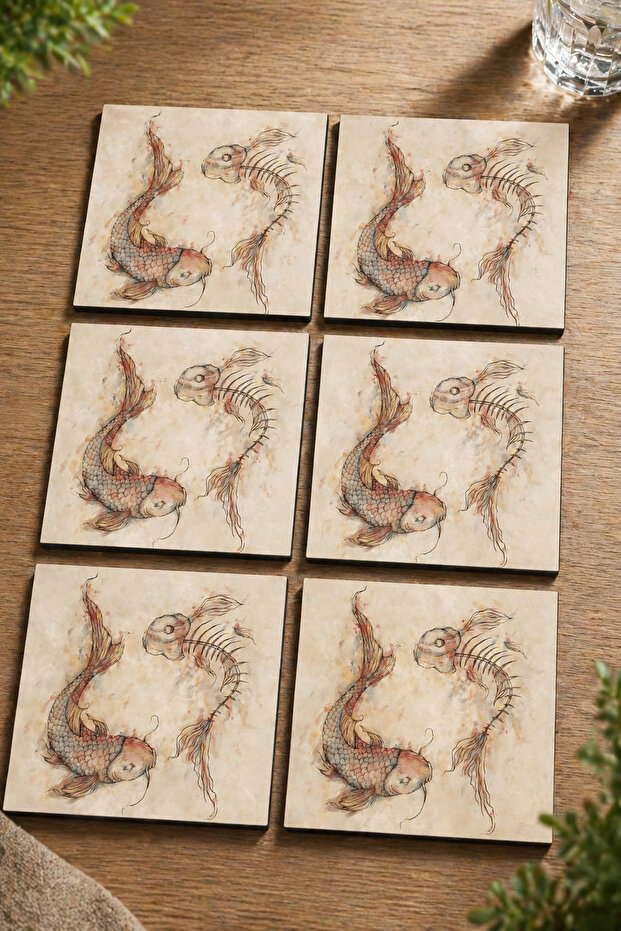 Abstract Modern Set of 6 Coasters - Uv Printing Mdf - 10X10 cm