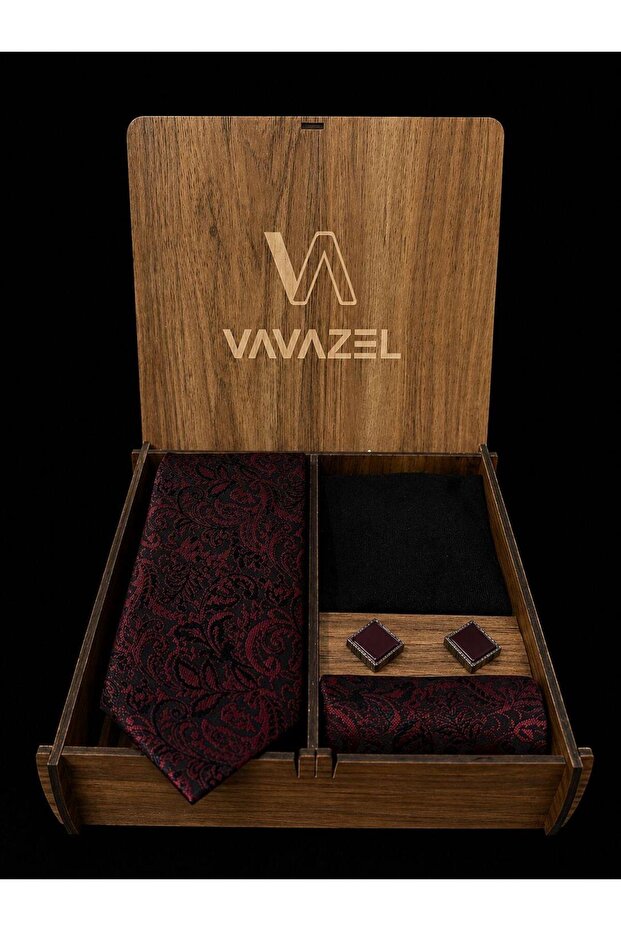 Burgundy Tie Handkerchief Cufflink Socks Special Set