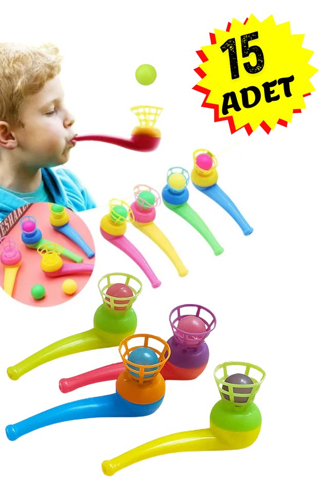 15Pcs Saxophone Breath Ball Bounce Lift Game Ball Blowing Game Party Favor Educational Balance Skill Stress Relief Toy Popit Pipette