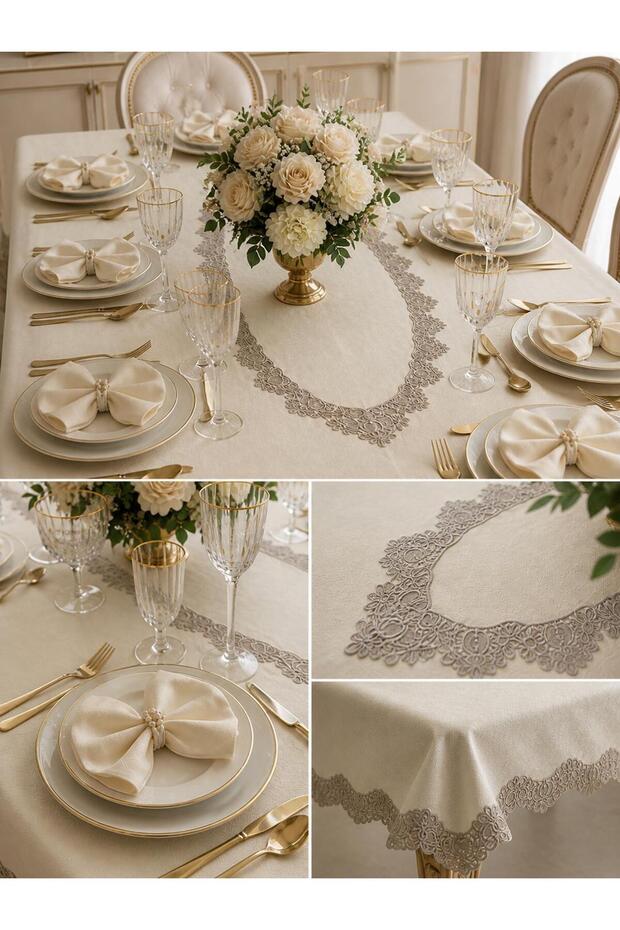 Tablecloth – Dertsiz 12-Person Single Tablecloth Dowry Gift Box Dertsiz Stain-Resistant Garden Linen