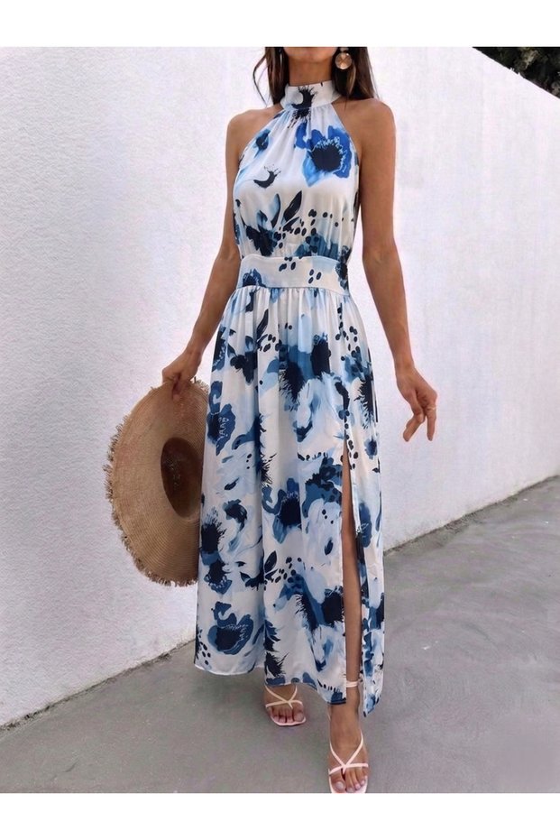 Women's Patterned Satin Dress