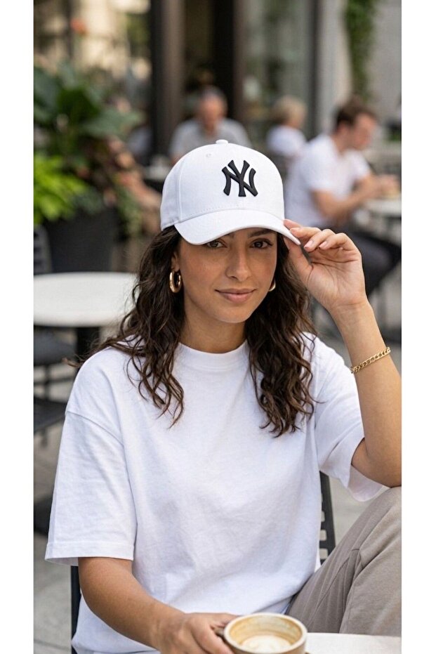 Rora Kadın / Erkek Beyaz Nakışlı Şapka Ayarlanabilir Spor Baseball Cap Günlük Unisex