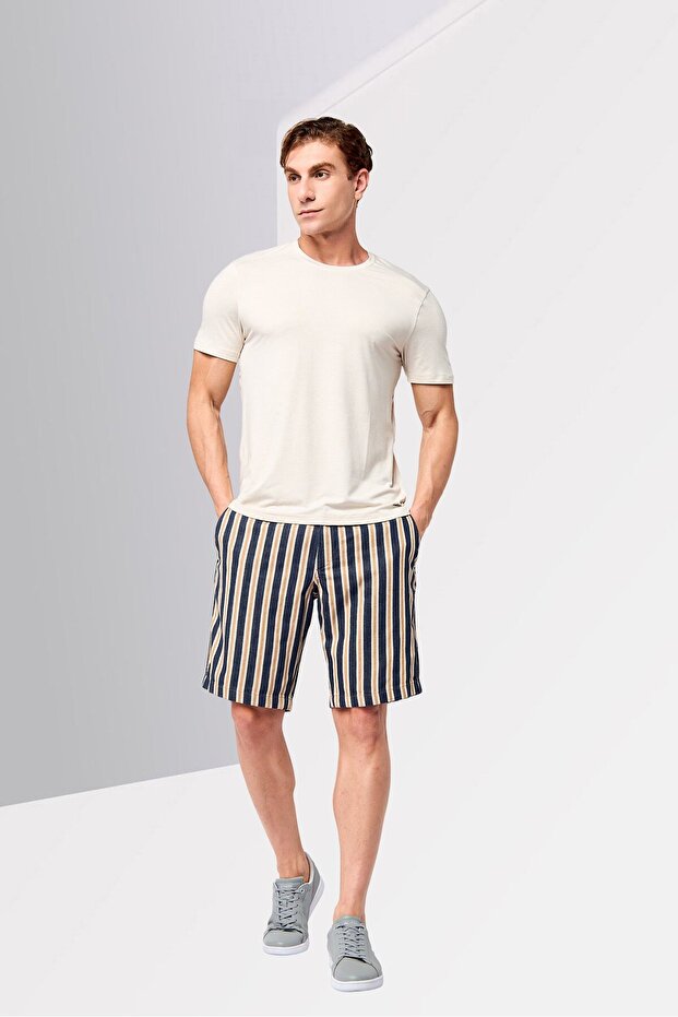 Men Stripe Basic Shorts, Multicolor - 2