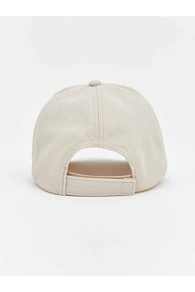 Beige Text Embroidered Men's Cap Hat