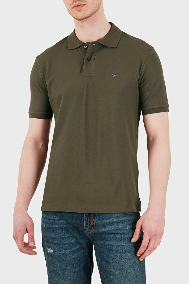 100% Cotton Slim Fit Buttoned Polo Men's Polo Em005239 Af10497 U6200
