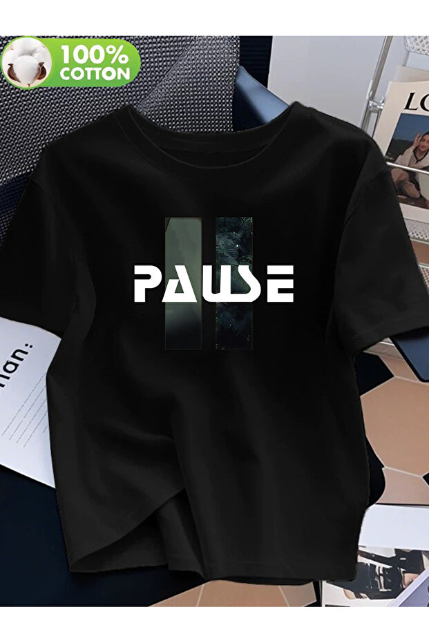 تيشيرت بتصميم مطبوع من Pause للجنسين