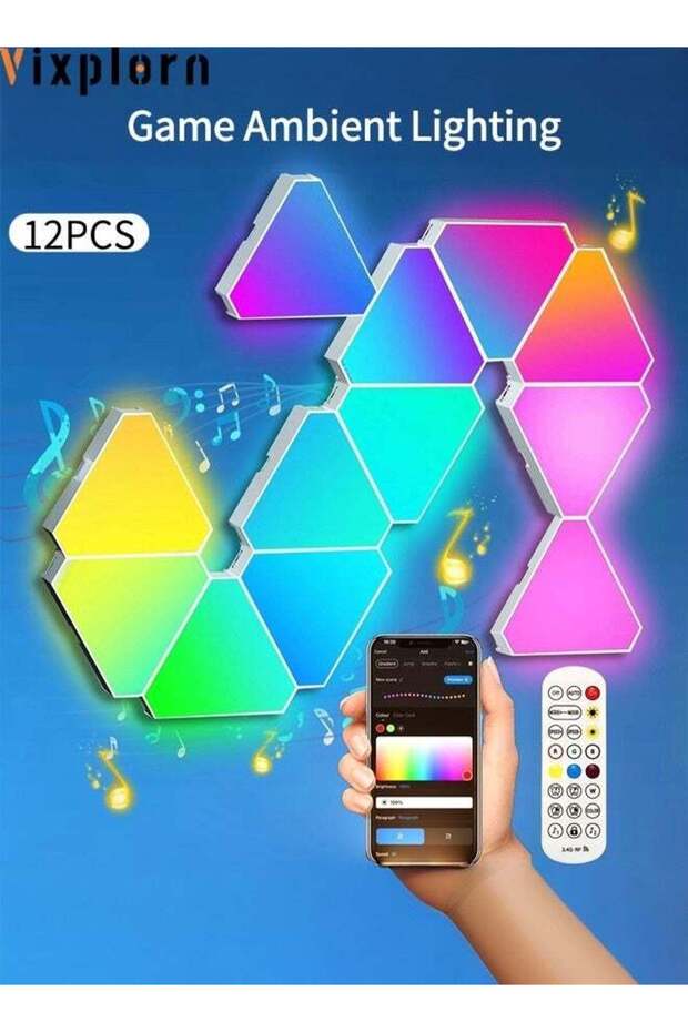 أضواء LED مثلثية الشكل لغرف الألعاب، أضواء جدارية RGB، أضواء ليلية LED محيطية بتقنية WiFi 5V USB.