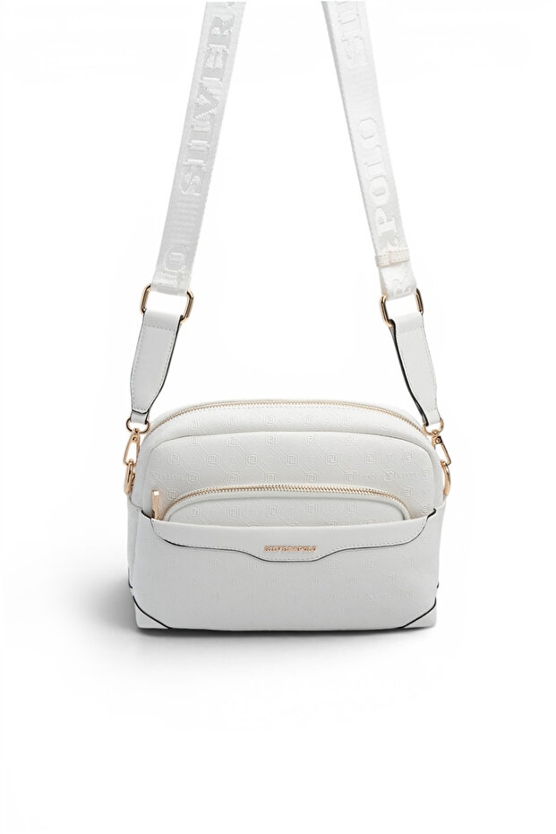 White - Women's Crossbody Bag with White Logo Sp1201