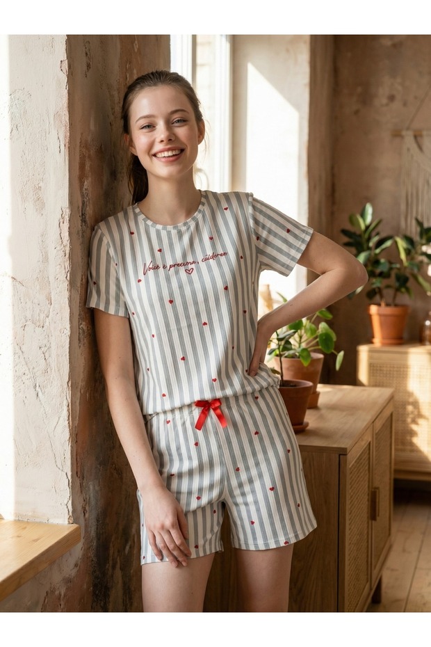 Women's Milan Fabric Short Sleeve Shorts Pajama Set