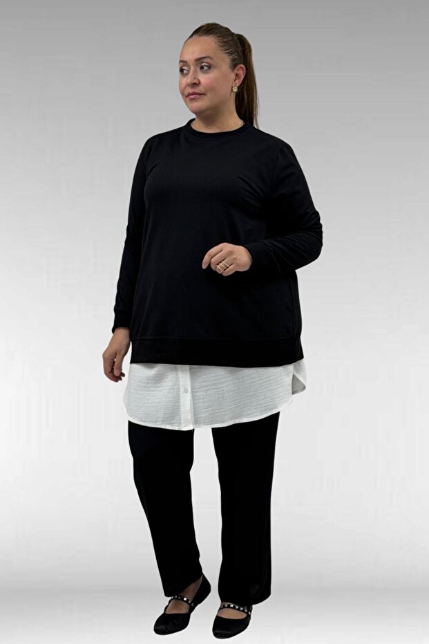 65002 Plus Size Buttoned Muslin Tunic Underskirt Undergarment - Ecru