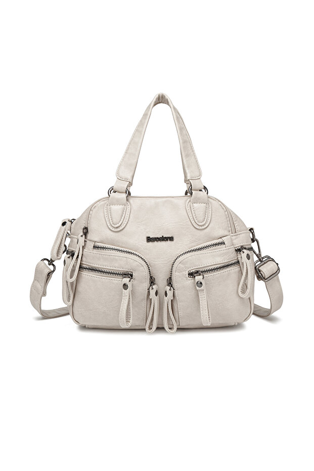 Beige Small Size Multi-Pocket Long Strap Women's Daily Hand and Shoulder Bag