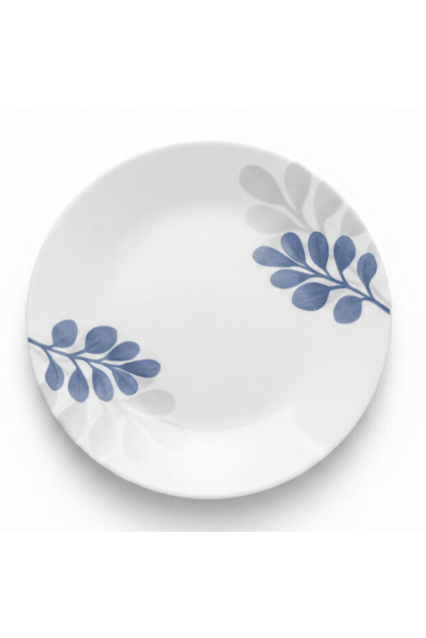 Pearl White Opalware Dessert Plate with Decorative Leaf Design – 19 cm