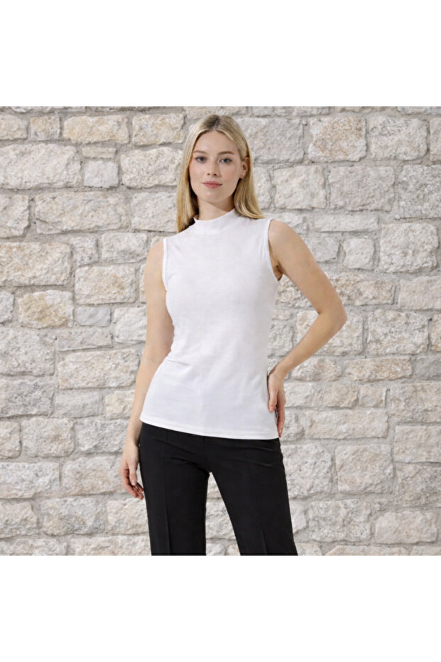 Women's Half Turtleneck Tshirt Sleeveless Blouse