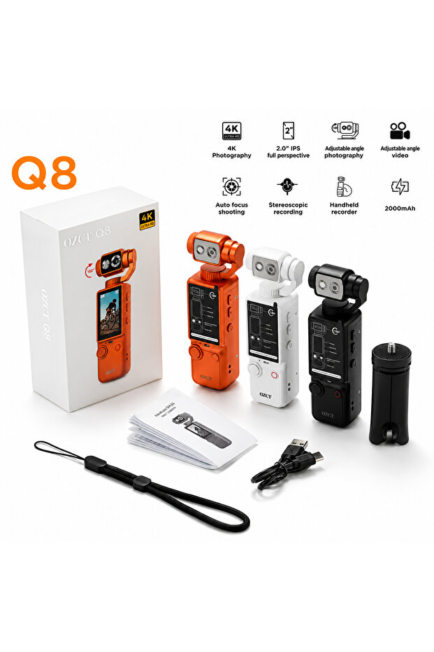 Ultra-HD 4K Handheld Professional Vlogging Camera with 180° Rotating Flip Lens & IPS Touchscreen