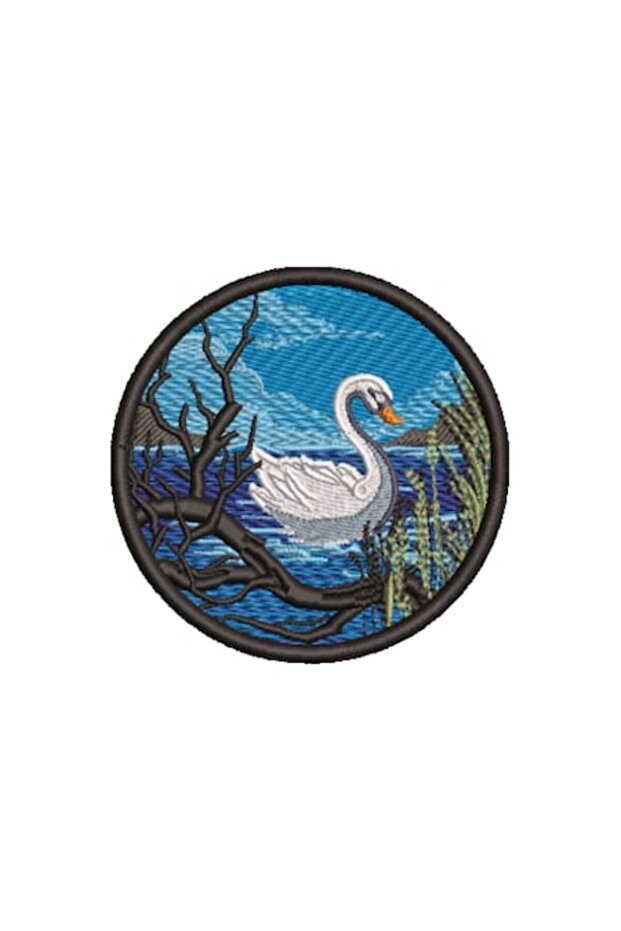 Patch brodat Lebădă, 83mm, aplicabil pe textile - 6