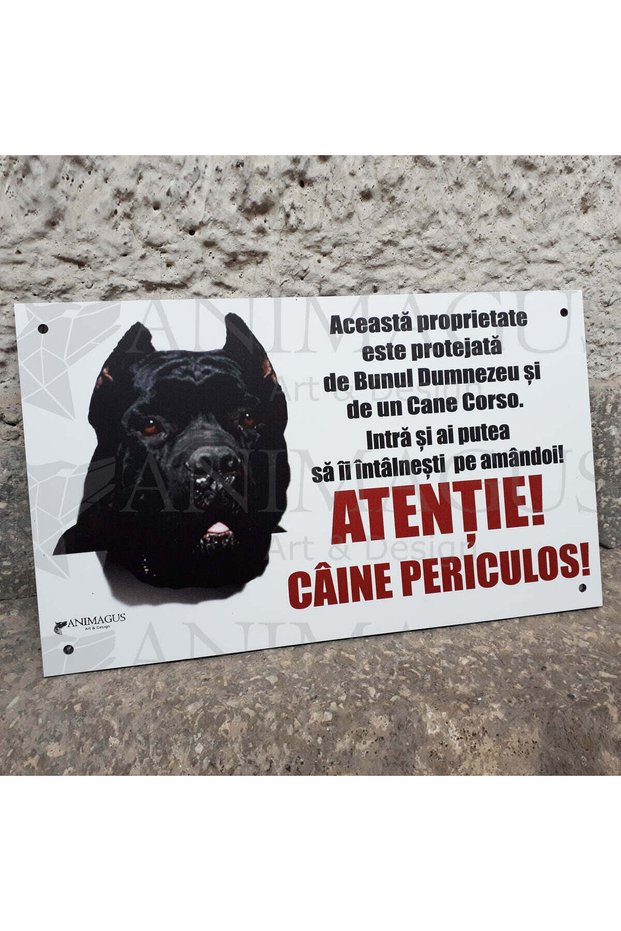 Placă de avertizare Cane Corso - Atenție la știucă!