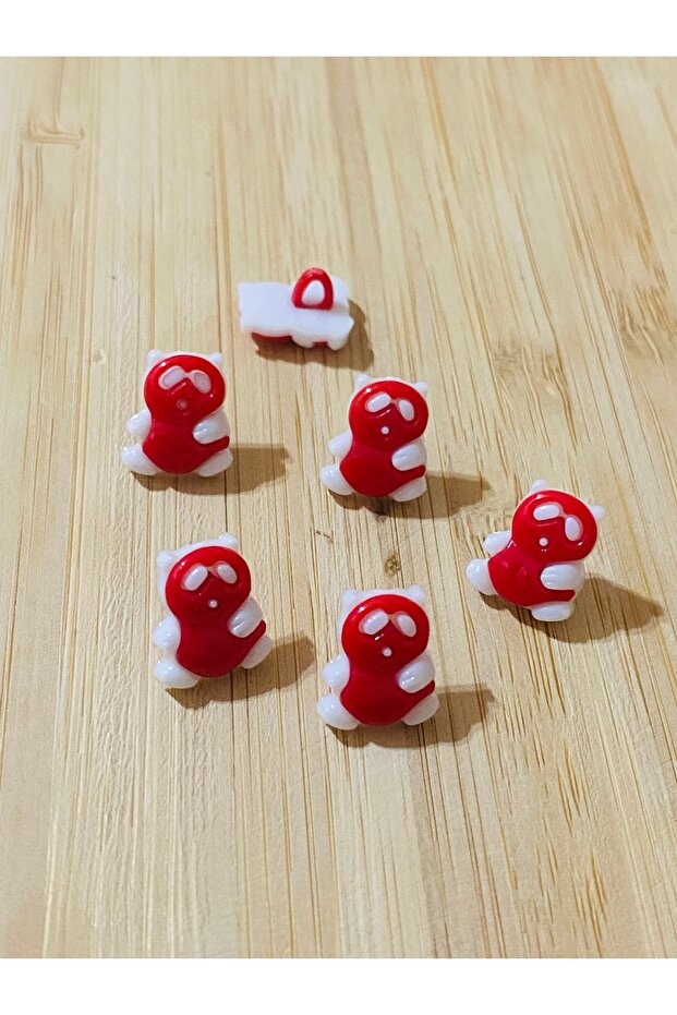 Teddy Bear Baby Button with Bottom Attachment 12 mm 10 Pieces Red