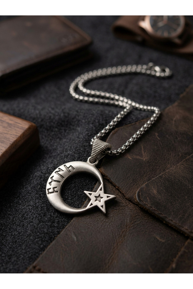 Moon Star Minimalist Style Stainless Steel Men's Necklace