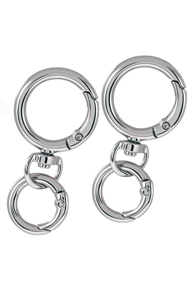 5 stes silver color 2/5/10 Sets Round Spring Snap Carabiner Clip O Rings Swivel Trigger Hook Metal C