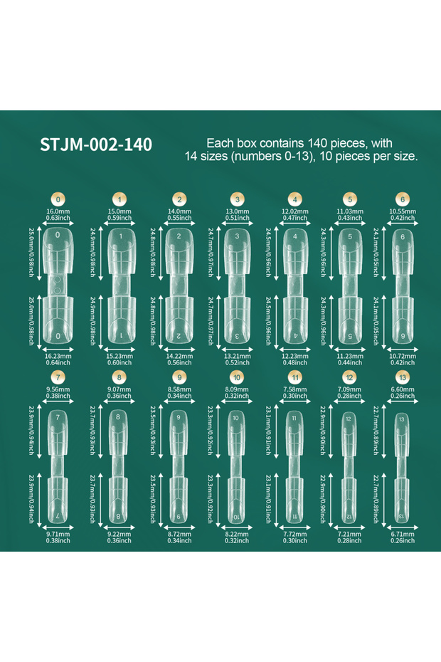 STJM-002-140 Nailpop Dual Forms Nail System 140Pcs Brand Square Coffin Almond Oval Nail Extension Fo
