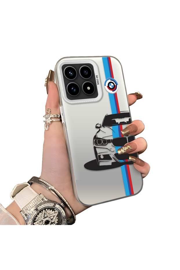 Poco F8 Pro 5g Compatible Silicone Edge Hard Back Anti-Fall Phone Case Cover Bmw Patterned