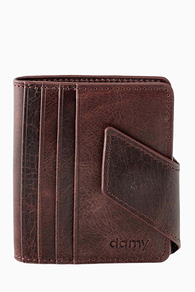 Genuine Leather Magnetic Men's Wallet 513 - Claret Red