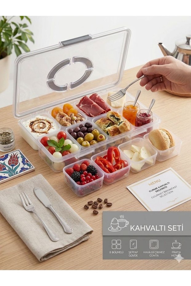 8-Compartment Crystal Breakfast Container and Organizer