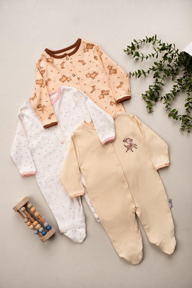 Baby Girl 100% Cotton 3-6-9 Months 3-Piece Jumpsuit Set with Booties